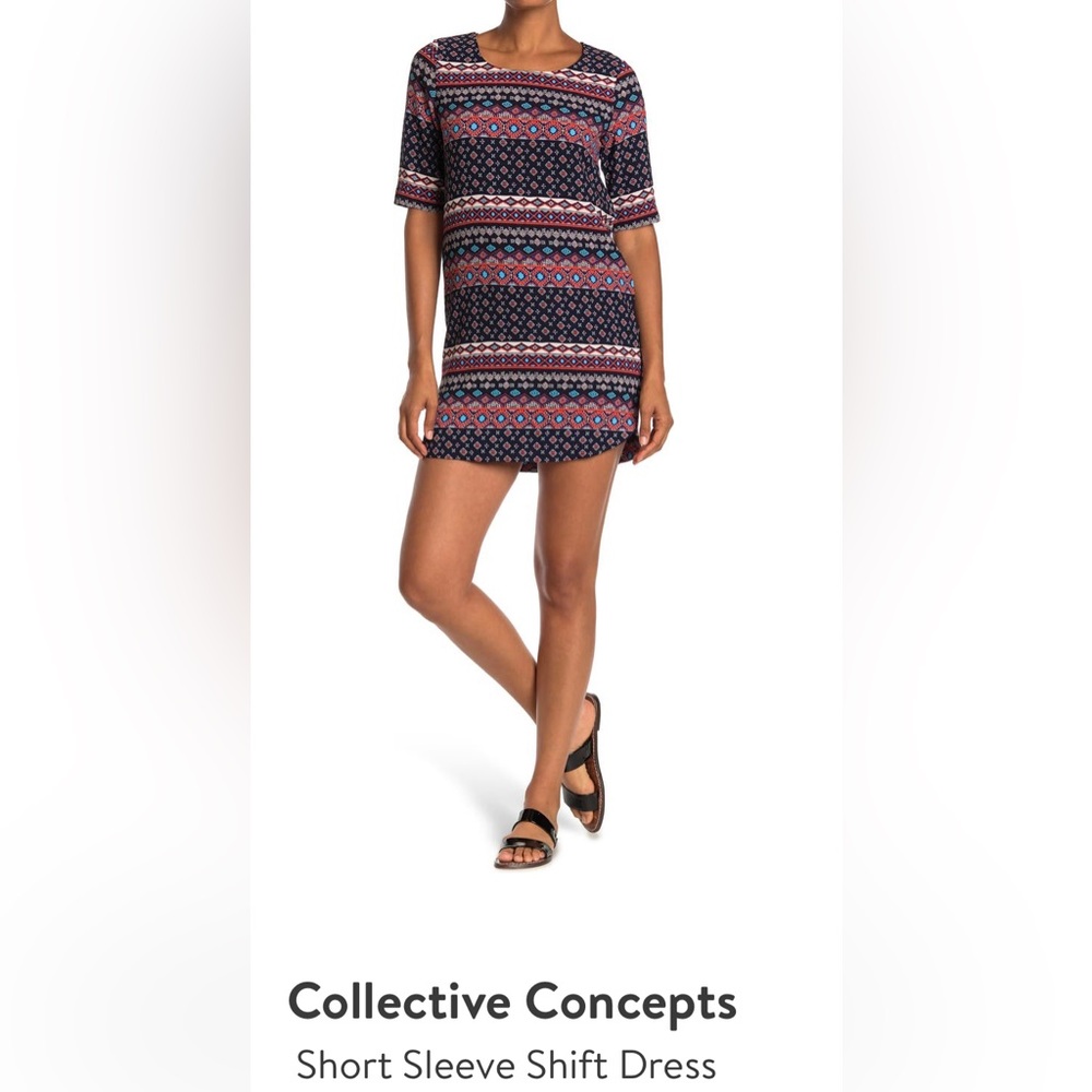 Collective Concepts -Short Sleeve Shift Dress